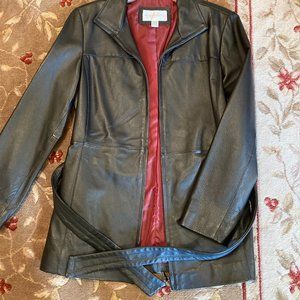 NWOT- Black leather jacket, size PM- NEVER worn